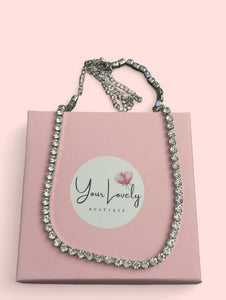 Silver Rhinestone Choker Necklace