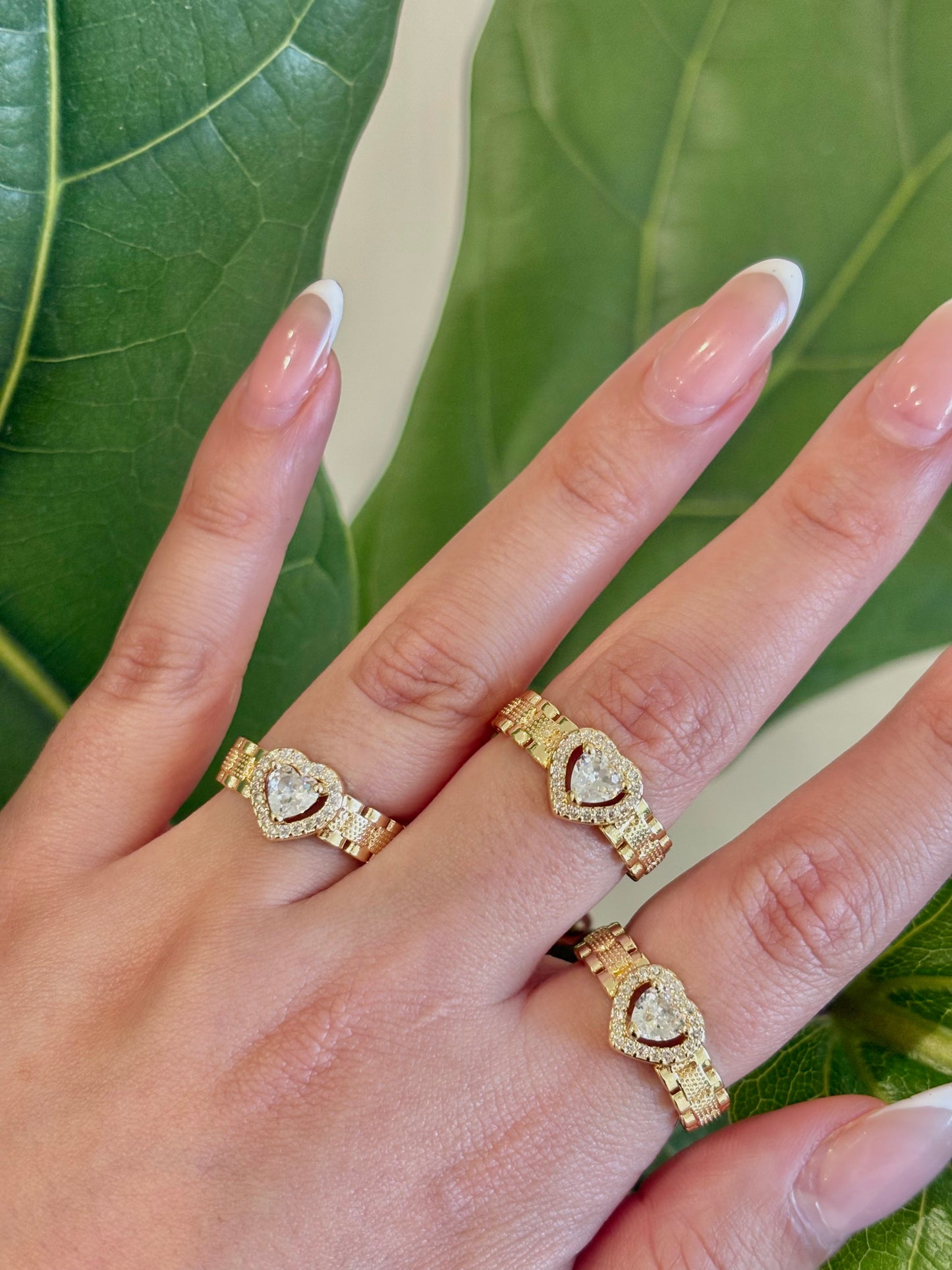 The Luxe Crystal Heart Rollie Gold Filled Ring
