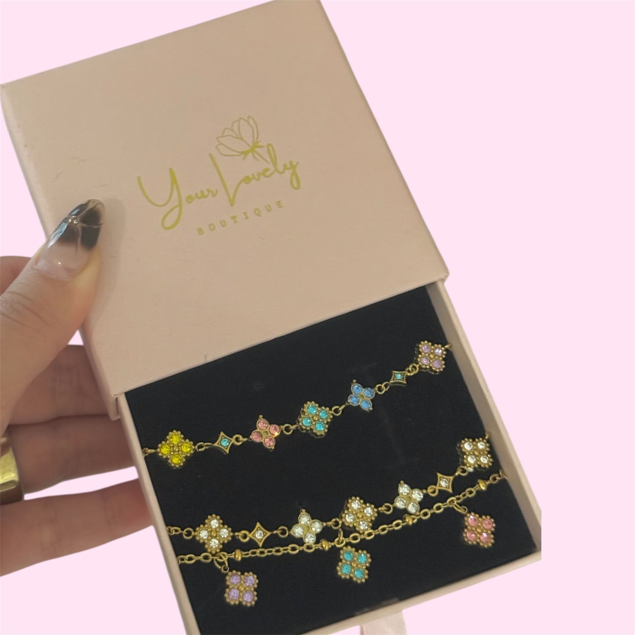 Gold Colorful Clover Stainless Steel Bracelet