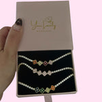 Load image into Gallery viewer, Gold Colorful Clover Tennis Stainless Steel Bracelet
