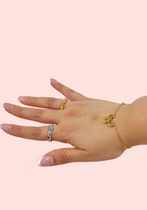 Gold Bow Beaded Stainless Steel Bracelet