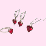 Load image into Gallery viewer, Red Heart S925 Set: Necklace, Ring, and Hoops
