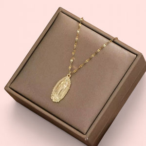 Golden Virgencita Stainless Steel Necklace