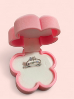 Load image into Gallery viewer, Crystal Blue Flower Ring Silver Plated Adjustable
