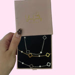 Load image into Gallery viewer, Luckiest Clover Rhinestone Bracelet &amp; Necklace in Gold and Silver Stainless Steel
