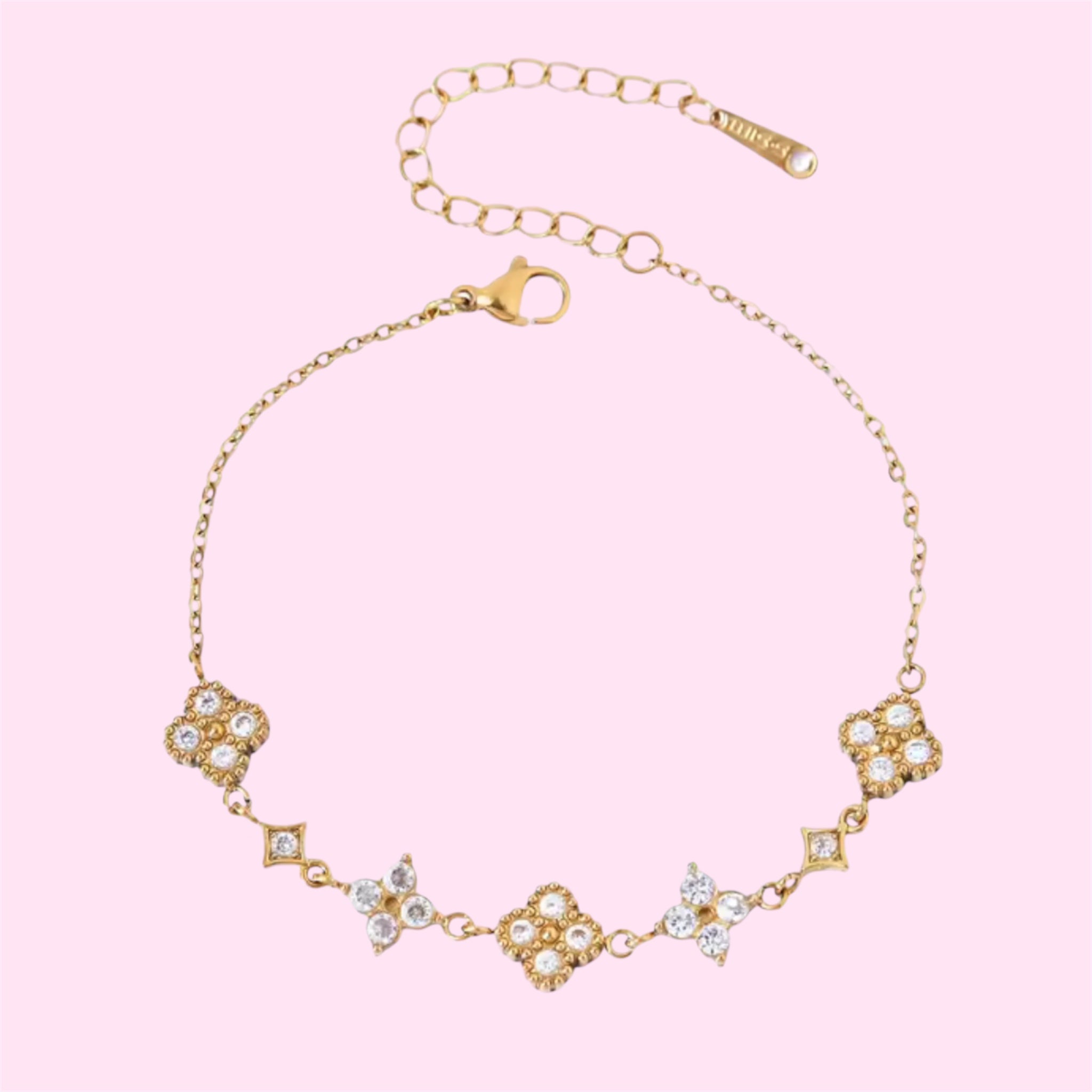 Gold Colorful Clover Stainless Steel Bracelet