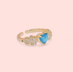 Load image into Gallery viewer, Aquamarine Gold Plated Adjustable Ring
