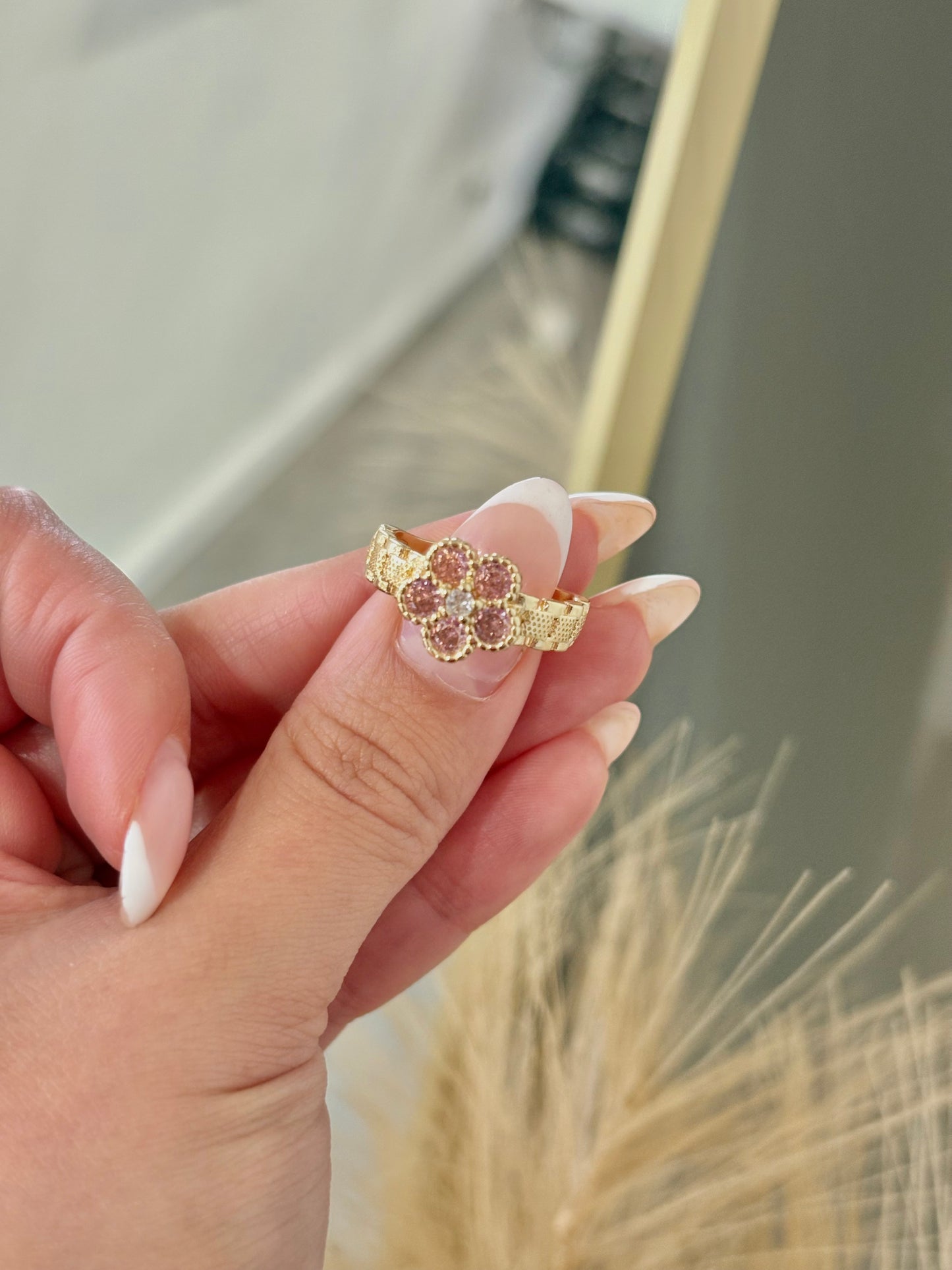 The Luxe Pink Floral Rollie Gold Filled Ring
