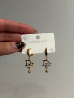 Load image into Gallery viewer, D Hoop Gold Stainless Steel Earrings

