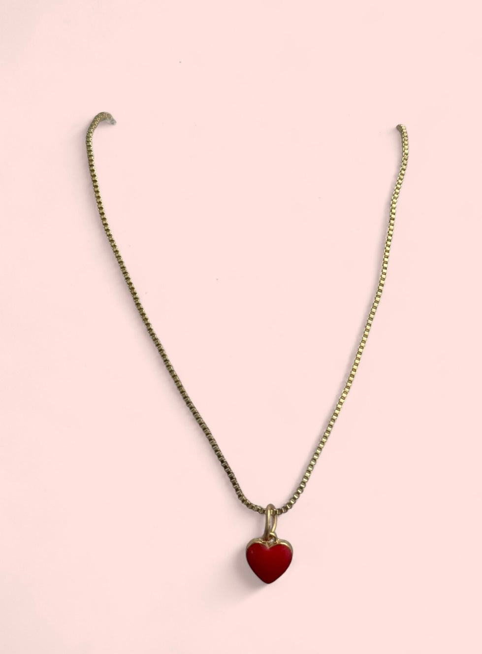 Red Heart Necklace Gold Plated Stainless Steel