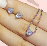 Load image into Gallery viewer, White Heart Set (Necklace and Earrings) Sterling Silver 925
