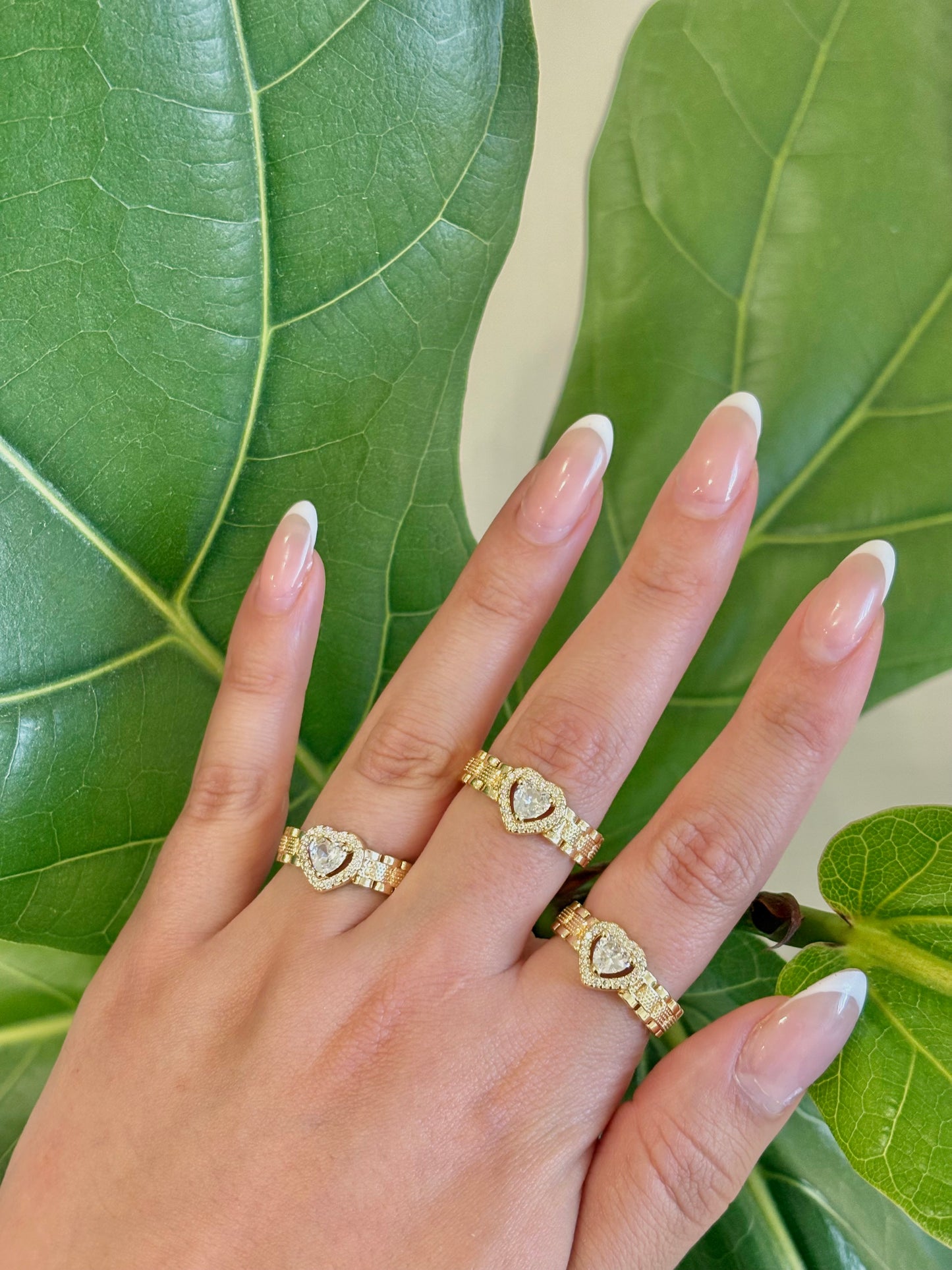The Luxe Crystal Heart Rollie Gold Filled Ring