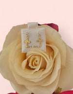 Load image into Gallery viewer, 14k Gold Cross Rhinestone Earrings
