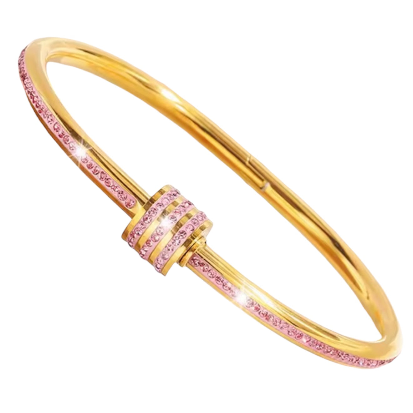 Blush Pink Twist Zirconia Stainless Steel Bangle