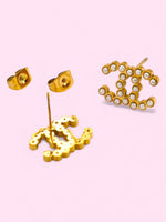 Load image into Gallery viewer, CC Pearl Stainless Steel Earrings
