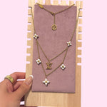 Load image into Gallery viewer, Luxe White Clover Charm Bracelet and Necklace Set Stainless Steel
