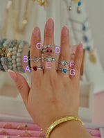 Load image into Gallery viewer, Sterling Silver Rings Size 7(Ready to ship): Bows, Heart, Pink, Red, Blue, S925
