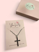 Load image into Gallery viewer, Silver Black Cross Pendant Necklace
