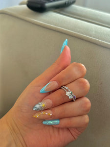 Crystal Blue Flower Ring