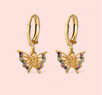 Load image into Gallery viewer, Hoop Colorful Butterfly Rhinestone Earring Stainless Steel
