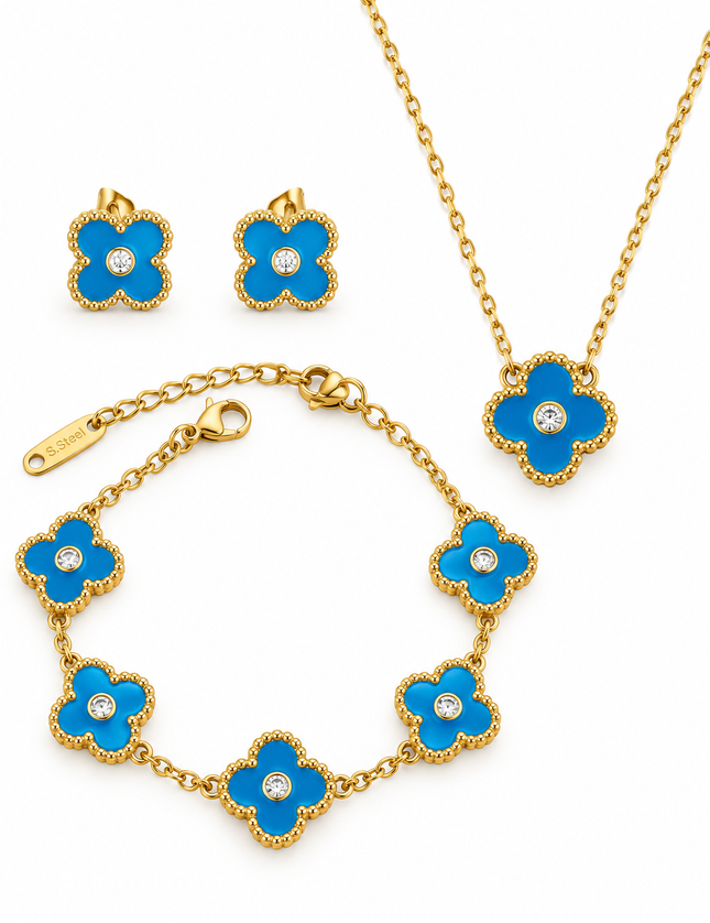 Gold Blue Mini Clover Set