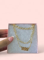 Load image into Gallery viewer, Gold Plated Angel Number 999 Necklace Set of 3 Cuban Chains
