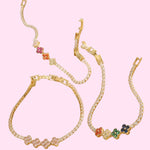 Load image into Gallery viewer, Gold Colorful Clover Tennis Stainless Steel Bracelet
