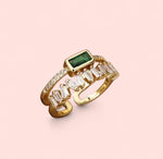 Load image into Gallery viewer, Jade Rhinestone Gold Stainless Steel Adjustable Ring
