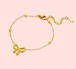Load image into Gallery viewer, Gold Bow Beaded Stainless Steel Bracelet
