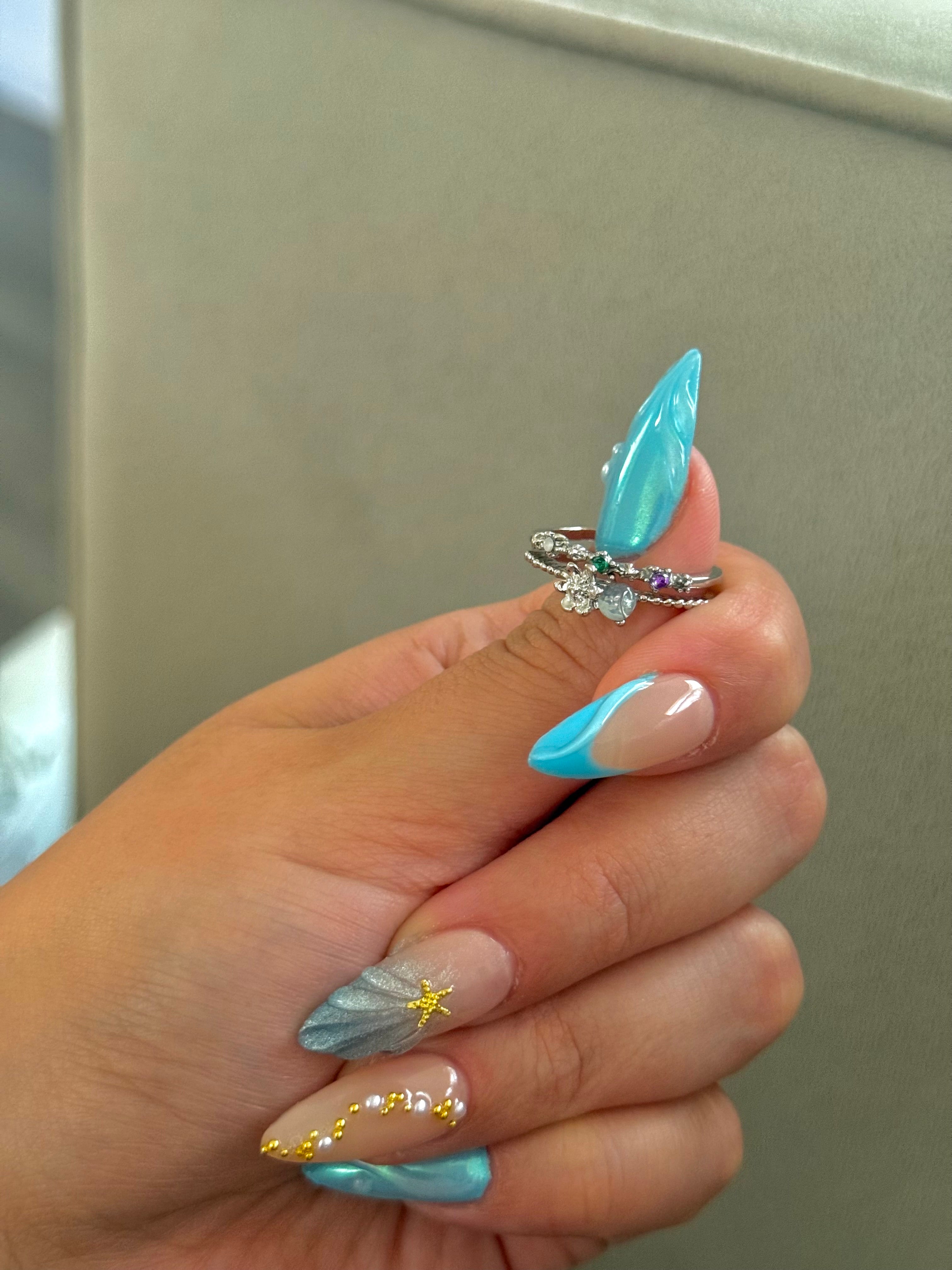 Crystal Blue Flower Ring
