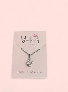 Silver Pink Flower Pendant Necklace