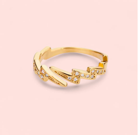 Lightning Zircon Stainless Steel Adjustable Ring