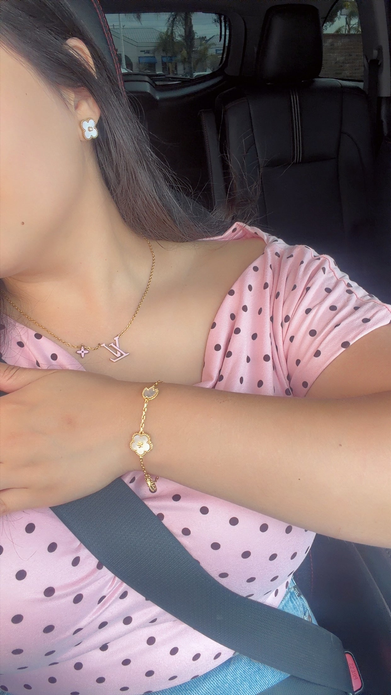 Lucky Gold Pink/Black Stainless Steel Necklace