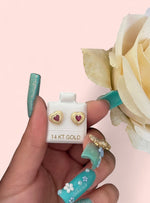 Load image into Gallery viewer, 14k Gold Red Heart Earrings
