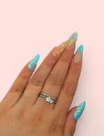 Load image into Gallery viewer, Crystal Blue Flower Ring Silver Plated Adjustable
