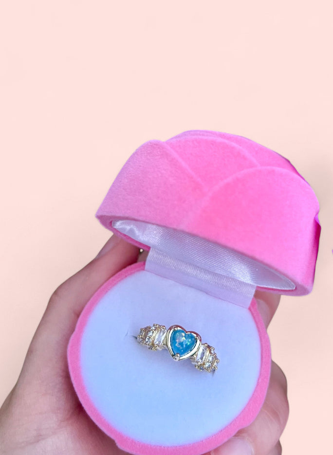 Aquamarine Gold Plated Adjustable Ring
