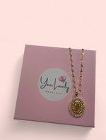 Load image into Gallery viewer, Virgin Mary Oval Rhinestone Gold Stainless Steel Necklace
