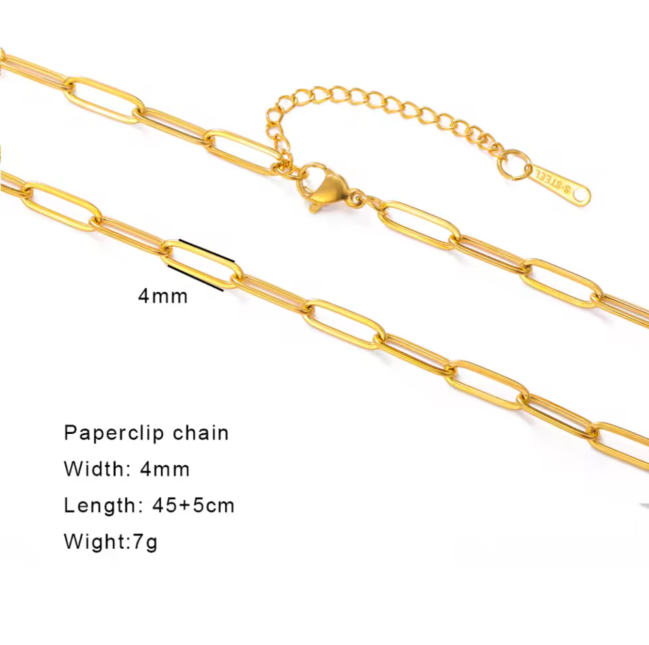 Gold Chain Stainless Steel Necklaces: Beaded, Snake, Cuban, Figaro, Twisted, Paperclip, Shinny