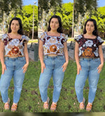 Load image into Gallery viewer, Autumn Coquetta Hand-Embroidered Taffeta Top with Satin Bows
