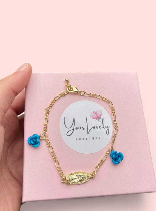 La Virgen Ocean Blue Gold Plated Bracelet