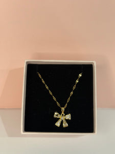 18k Gold Plated Bow Stainless Steel Necklace