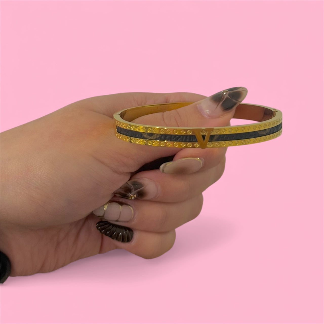 LV Monogram Everywhere Bangle Stainless Steel Bracelet