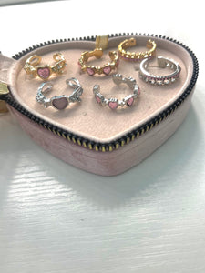 Pink Hearts Ring (Silver)