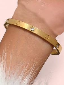 Gold Clover Bangle Stainless Steel Bracelet