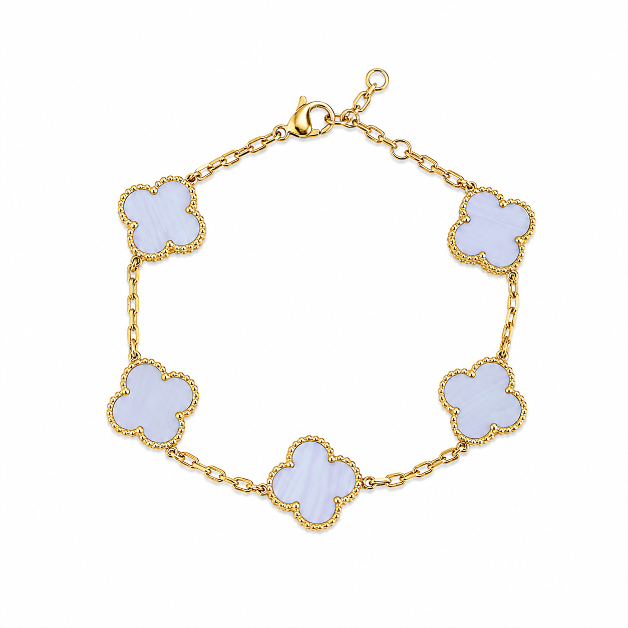 Periwinkle Clover Stainless Steel Bracelet