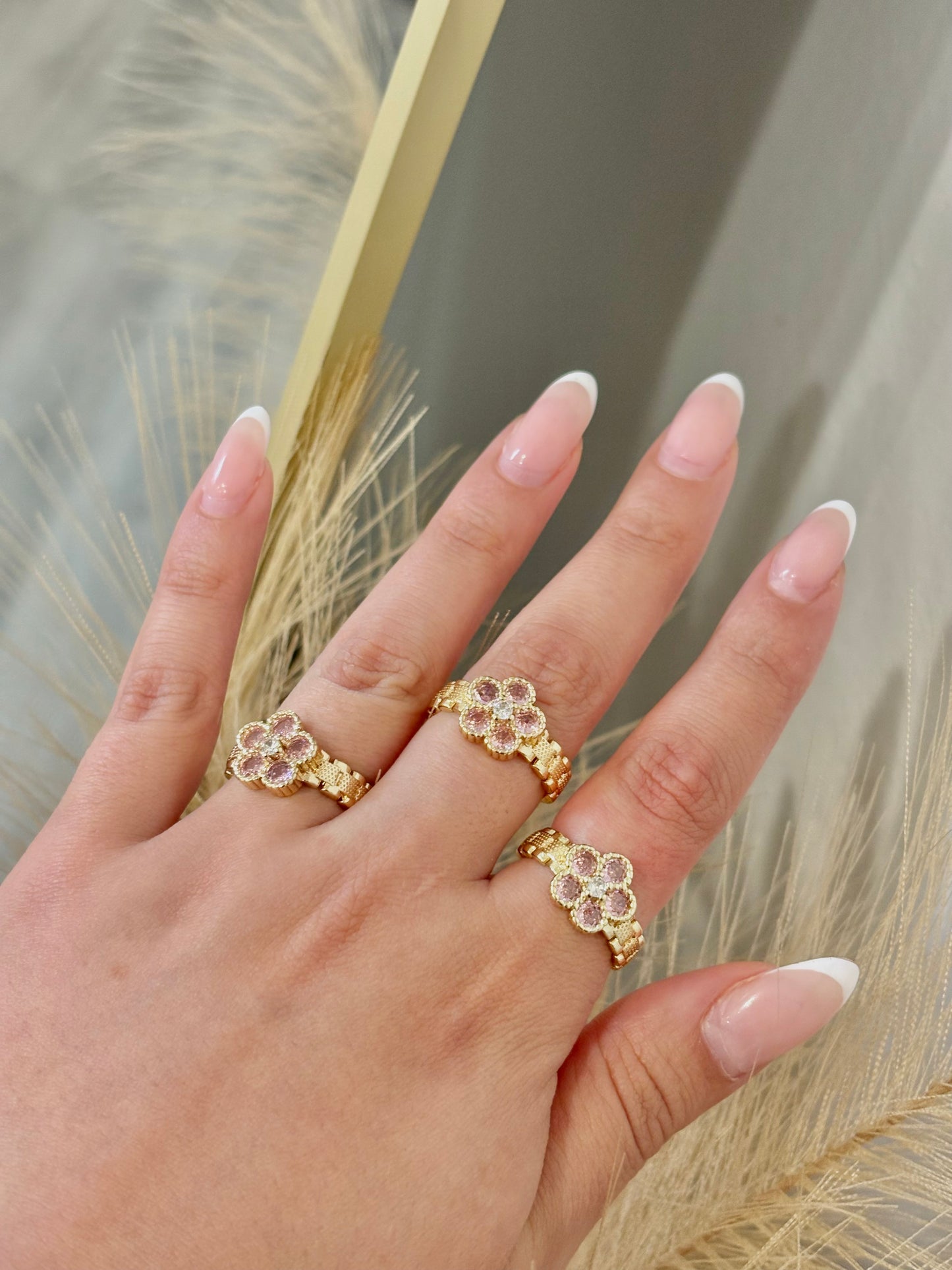 The Luxe Pink Floral Rollie Gold Filled Ring