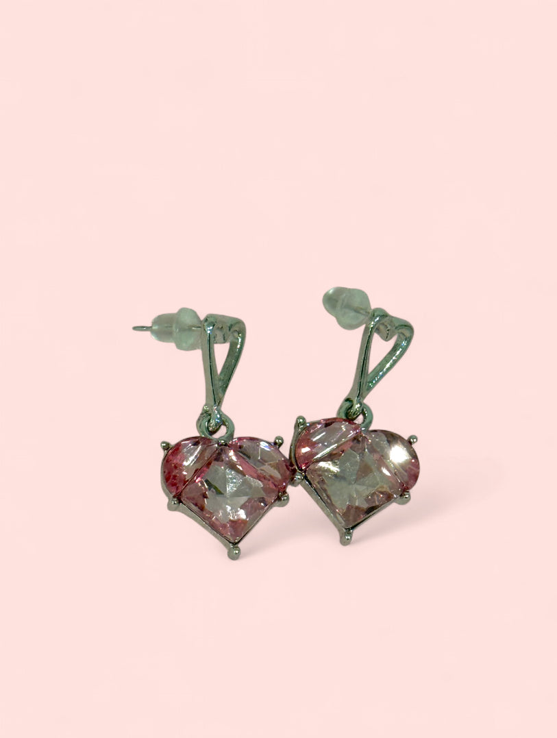 Pink Dainty Silver Earrings