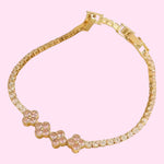 Load image into Gallery viewer, Gold Colorful Clover Tennis Stainless Steel Bracelet

