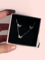 Load image into Gallery viewer, Butterfly Set (Necklace and Earrings)Sterling Silver 925
