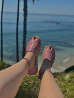 Load image into Gallery viewer, Woven Leather Ankle Strap Platform Huaraches in Blush Pink
